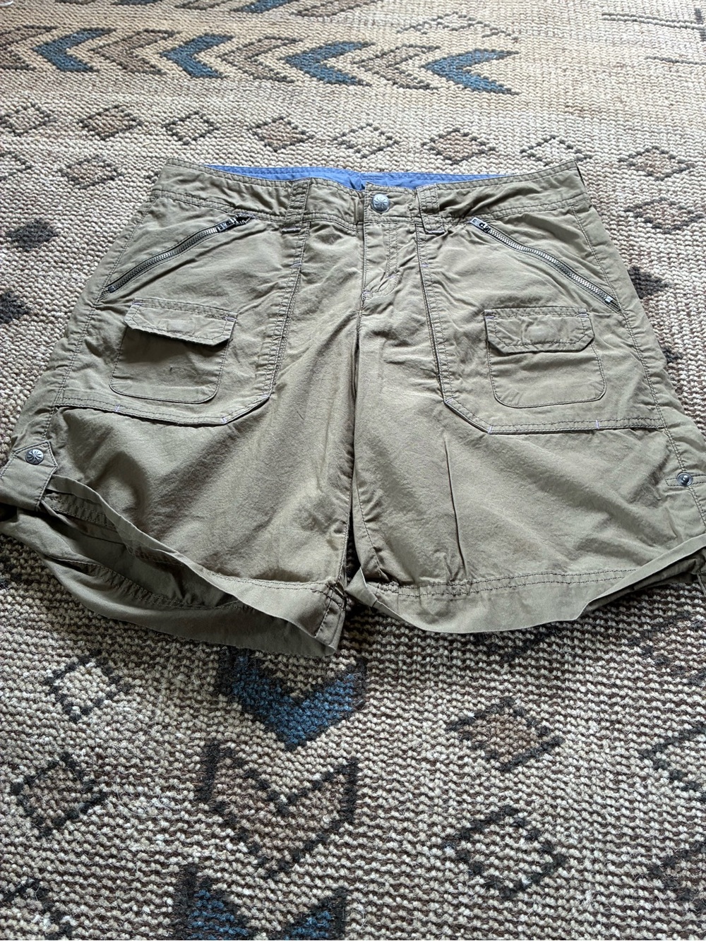 Athleta Olive Green Utility Cargo Shorts with Zip Pockets